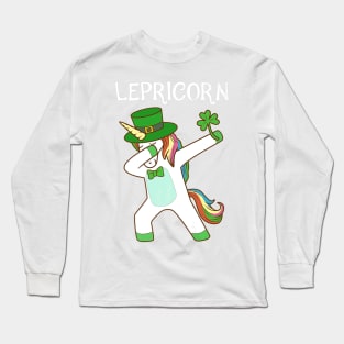 Dabbing Lepricorn Irish Unicorn St Patricks Day Tee Long Sleeve T-Shirt